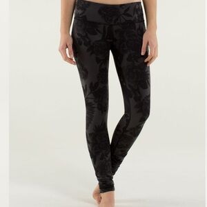 Lululemon Wunder Under Brisk Bloom Black Soot Leggings